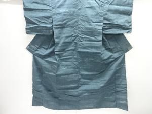 抽象草花模様織り出し手織り紬単衣着物